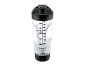 Shaker elétrico transparente com água a girar e medições de volume.