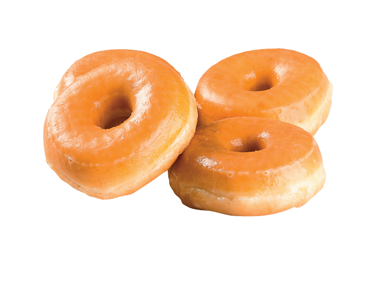 Três donuts glaçados em fundo preto.