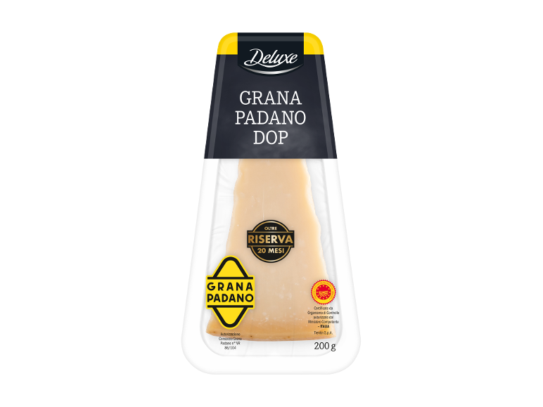 Pedaço de queijo Grana Padano DOP, curado mais de 20 meses, 200 g.