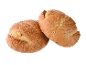 Dois pães redondos polvilhados com sésamo.