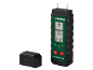 Medidor de humidade digital exibindo 0.0% para betão e 21.6°C, com tampa protetora.
