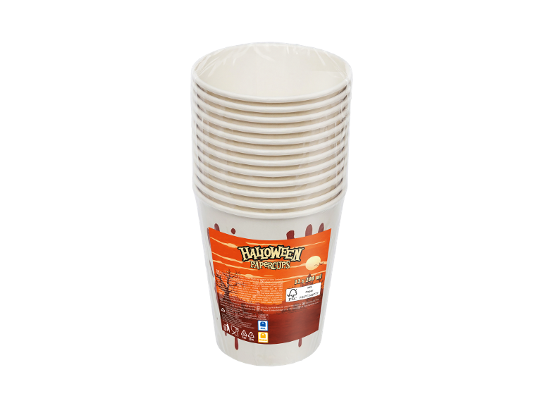 Pilha de copos de papel de Halloween, 12 unidades, 200 ml