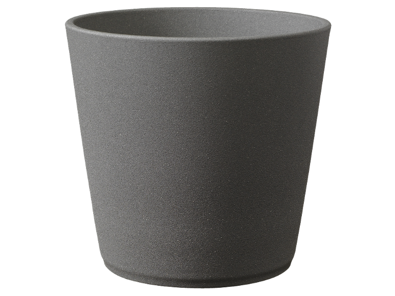 Vaso de flores cinzento escuro com textura áspera