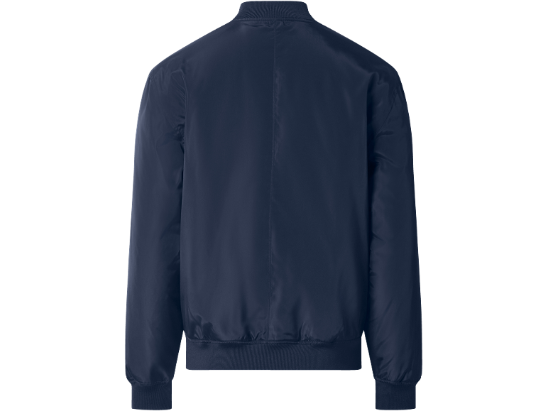 Casaco bomber masculino azul escuro visto por trás