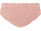 Cuecas femininas cor-de-rosa com acabamento em renda.