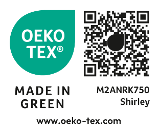 Certificado OEKO-TEX MADE IN GREEN, ID M2ANRK750 Shirley, www.oeko-tex.com