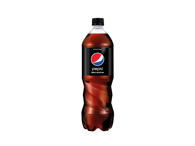 Garrafa de refrigerante escuro com o rótulo 'MÁXIMO SABOR ZERO AÇÚCAR'.