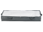 Organizador de arrumação cinzento para debaixo da cama com tampa transparente e fecho éclair.