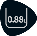 Etiqueta de capacidade 0.88L.