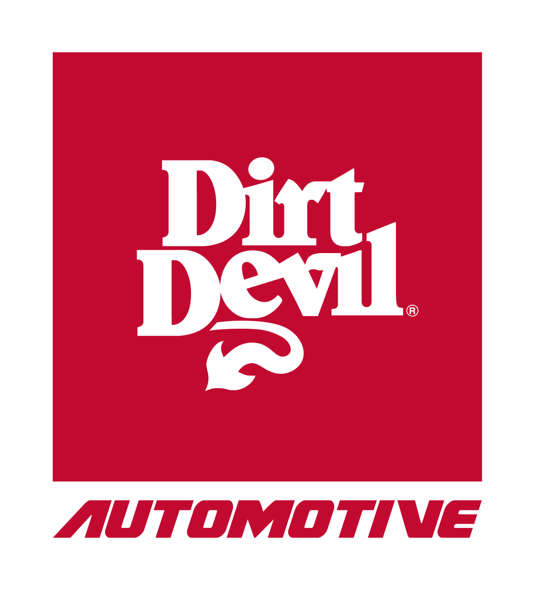 Logotipo Dirt Devil Automotive com um gráfico de cauda de diabo.