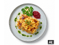 Gratinado Ocean Sea com vegetais, arandos e salada num prato. [imagem gerada por IA]