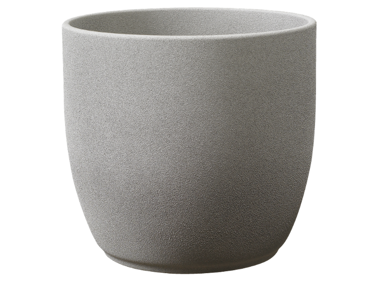 Vaso de jardim cilíndrico cinzento texturizado