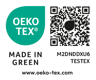 Certificado Made in Green Oeko-Tex com o código M2DNDDXU6 TESTEX