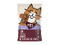 Embalagem de snacks para gatos adultos de frango, em forma de coração, com um gato sorridente.
