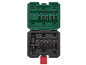 Conjunto de bits aberto com pontas de chave de fenda PZ2 e PH2 e um suporte de bits.