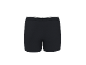 Boxers pretos com cós elástico branco, vista traseira.