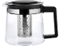 Bule de vidro com infusor de aço inoxidável e pega preta