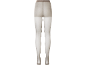Collants de mulher em bege, com corpo reforçado e pernas transparentes.