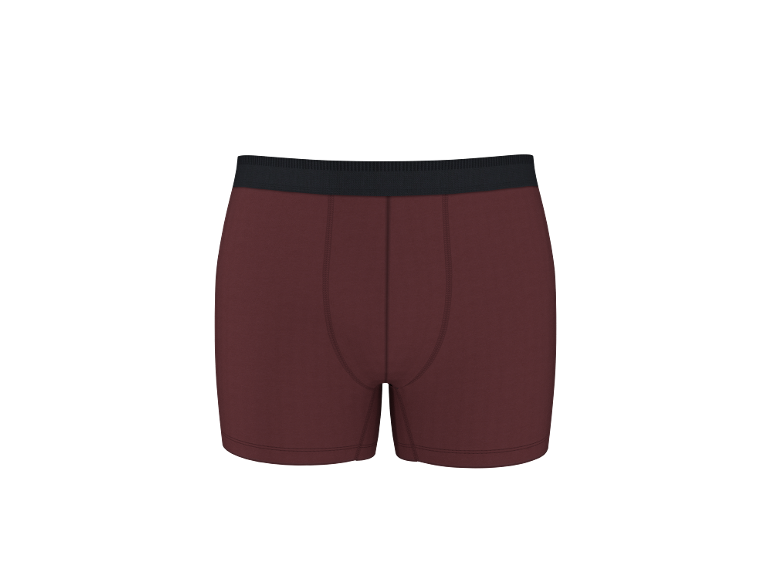 Boxers cor de vinho com cós elástico preto.