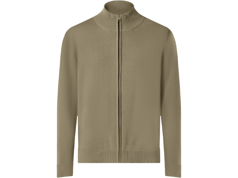 Cardigan de malha bege com fecho para homem