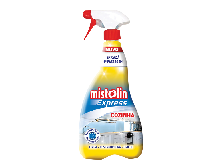 Frasco de spray de limpeza de cozinha, novo e eficaz à primeira passagem, para limpar, desengordurar e dar brilho.