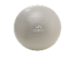 Bola de exercício cinzenta com sulcos horizontais e logótipo