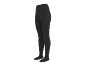 Collants ou leggings cinzentos escuros de mulher sobre fundo preto.