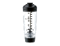 Shaker transparente com tampa e base pretas, com marcações de medida até 500 ml.