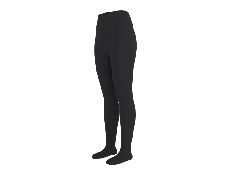 Collants ou leggings cinzentos escuros de mulher sobre fundo preto.