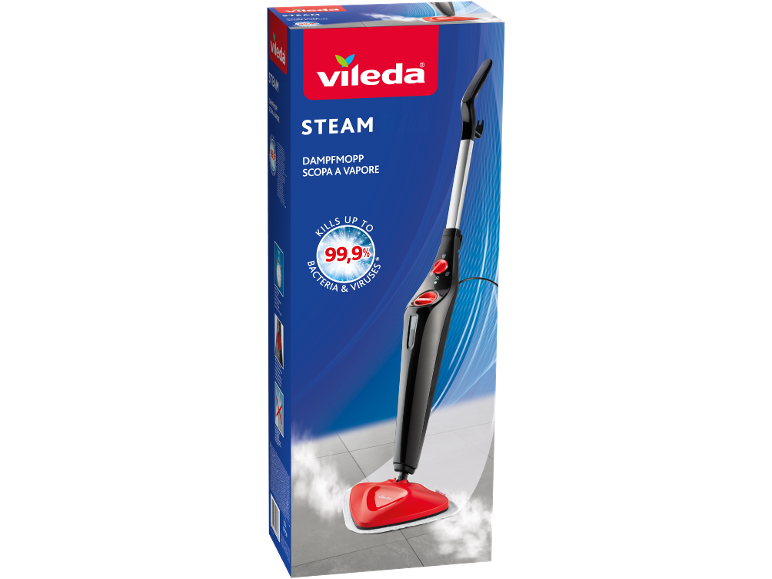Caixa de esfregona a vapor que mata até 99,9% de bactérias e vírus.