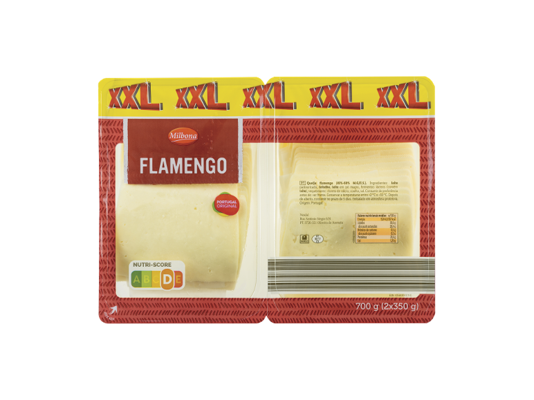 Queijo Milbona Flamengo XXL, 700 g (2x350 g), com Nutri-Score A.