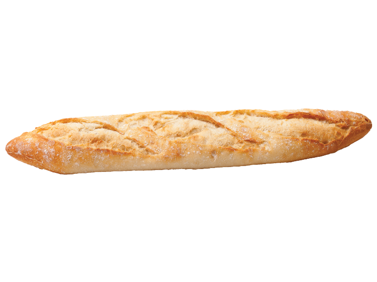 Baguete fresca e crocante com crosta dourada.