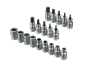 Conjunto de chaves de caixa e bits Torx e de perfil E, incluindo tamanhos de E10 a E24 e T20 a T70.