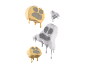 Gelados derretidos em forma de pata e fantasma com fumo em fundo preto.