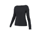 Camisola preta de manga comprida com decote barco.