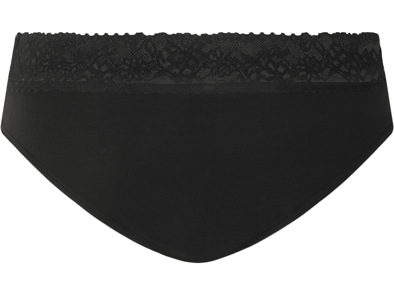 Cuecas pretas de mulher com acabamento em renda.