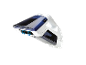 Limpa-manchas sem fios branco e azul com texto 'SPOTCLEANER cordless' e indicador 'MAX'