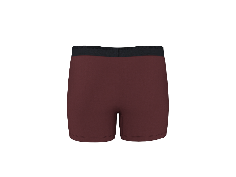 Boxers bordeaux com cós elástico preto.