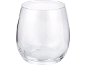 Copo de vidro transparente com formato arredondado