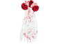Bandolete floral vermelha e branca com véu de renda ensanguentado, perfeita para o Halloween.