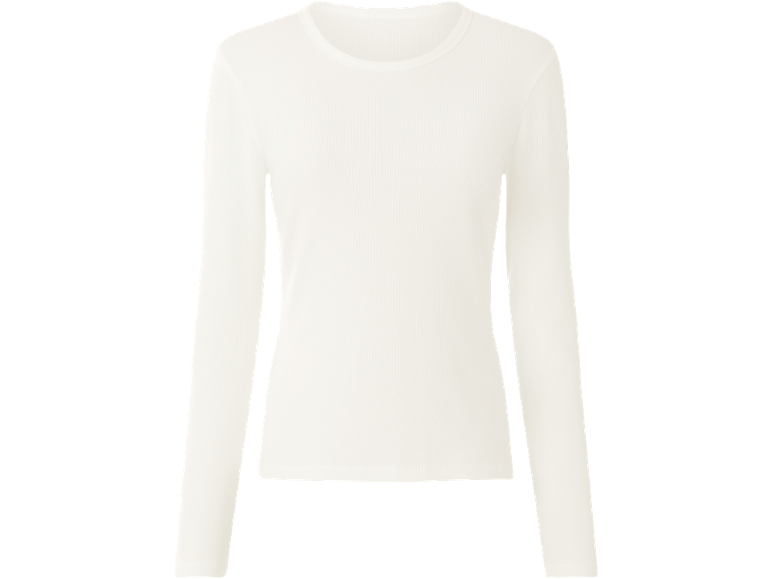 Camisola de manga comprida canelada para mulher em cor creme