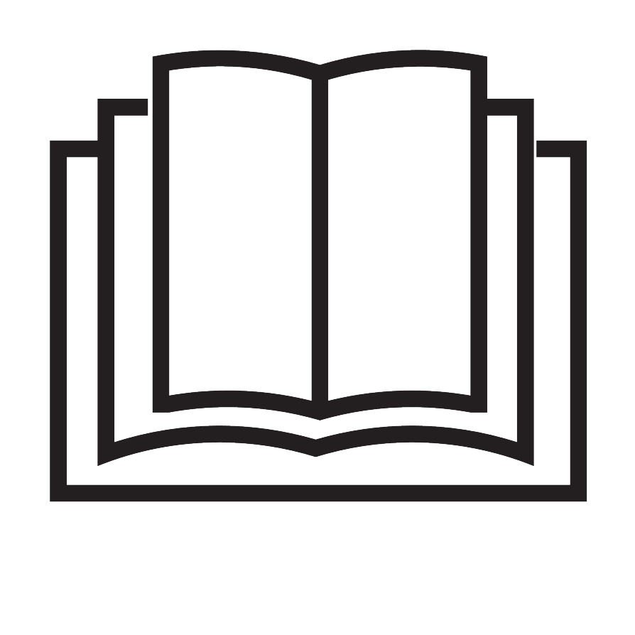 Ícone de vários livros abertos empilhados uns sobre os outros.