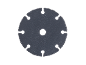 Disco de corte diamantado para ferramentas rotativas, com oito ranhuras e um furo central.