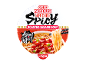 Noodles instantâneos picantes com chili e sopa de sésamo torrado, com pauzinhos.