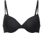 Sutiã preto feminino com copas almofadadas e alças ajustáveis.