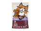 Embalagem de snacks para gatos adultos de frango, em forma de coração, com um gato sorridente.