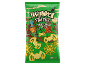 Snacks verdes de Halloween sabor natas azedas, com batatas fritas em forma de morcegos e teias de aranha.