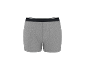 Boxers cinzentos com cós elástico preto e risca branca.