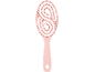 Escova de cabelo rosa com design espiral oco e cabo.