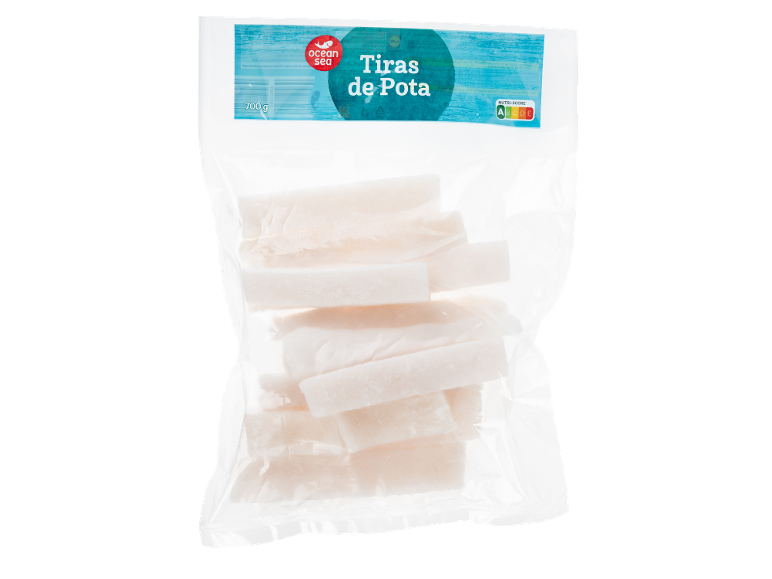Tiras de pota congeladas Ocean Sea, 700g, com Nutri-Score A.